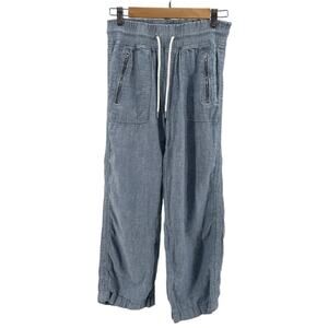 Athleta Pant Womens Size 2 Chambray Blue Cabo Linen Wide Leg Mid Rise Athletic